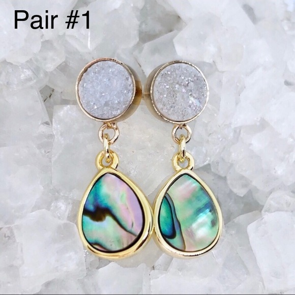 Natural Abalone Shell Earrings - Picture 2 of 4
